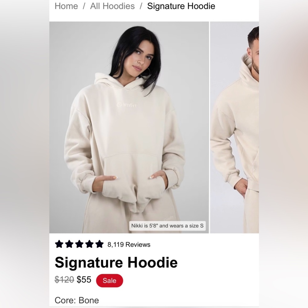 NEW Comfrt Bone Hoodie. Size Medium